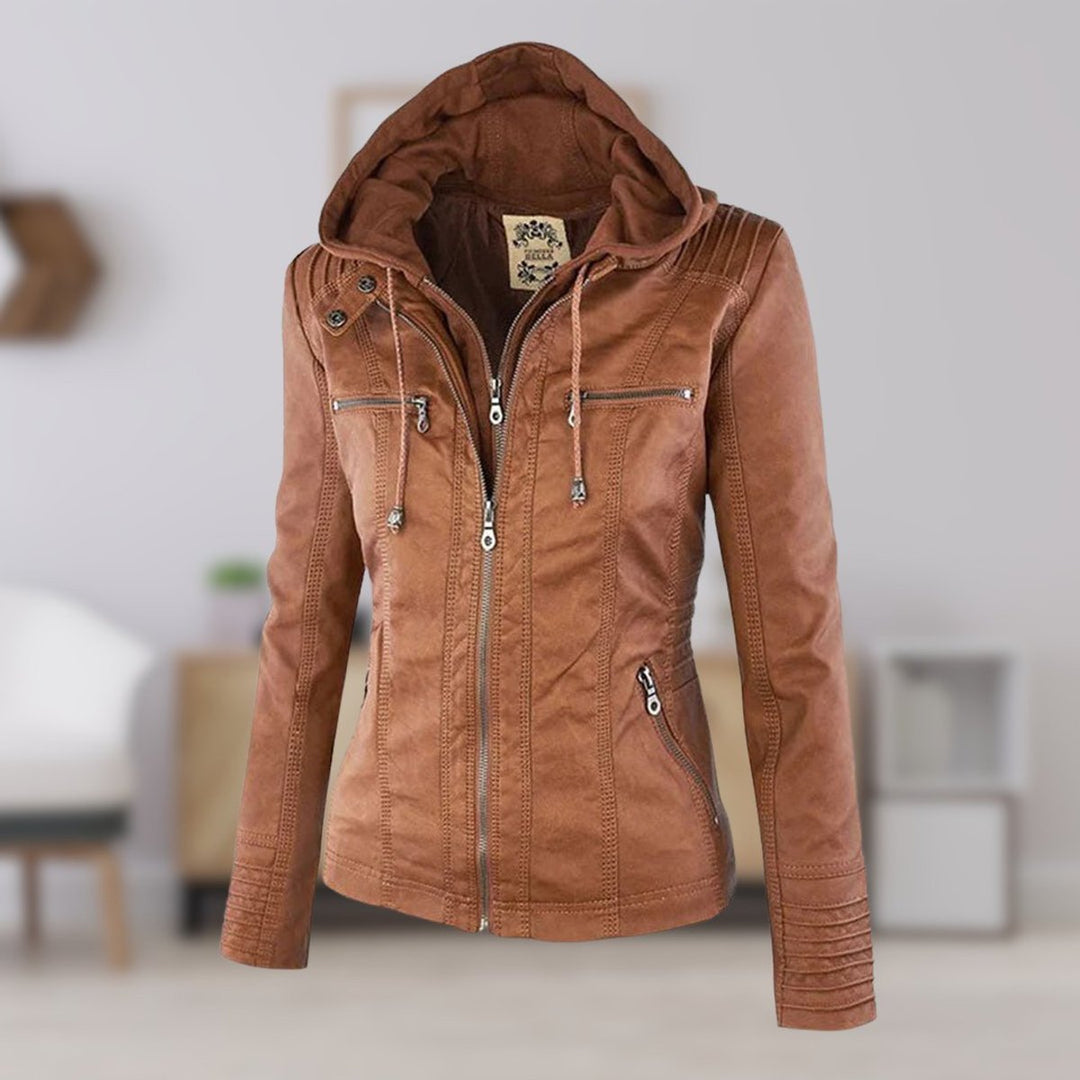 Cornelie | Chic Biker Jacket with Removable Hood