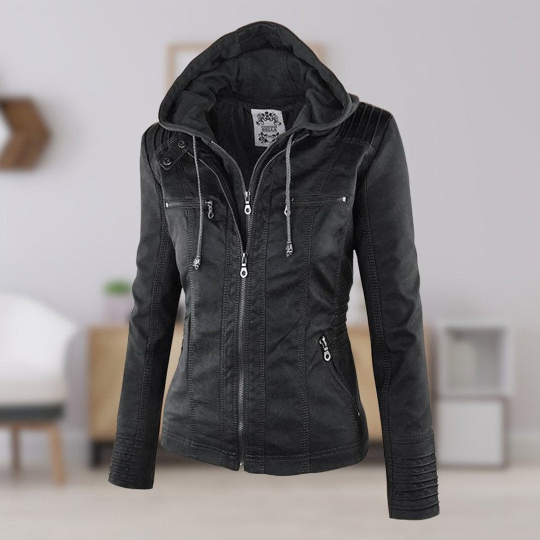Cornelie | Chic Biker Jacket with Detachable Hood