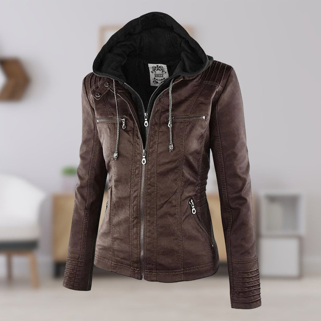Cornelie | Chic Biker Jacket with Removable Hood