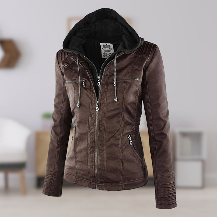 Cornelie | Chic Biker Jacket with Detachable Hood