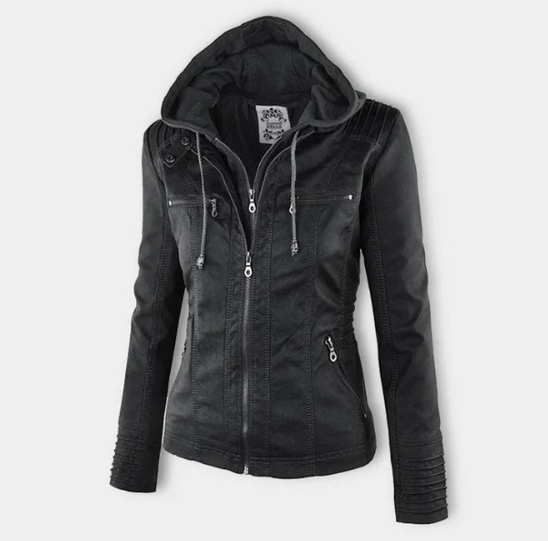 Jantien | Hooded Sporty Biker Jacket