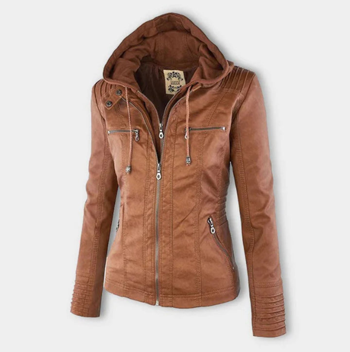 Jantien | Sporty Hooded Biker Jacket
