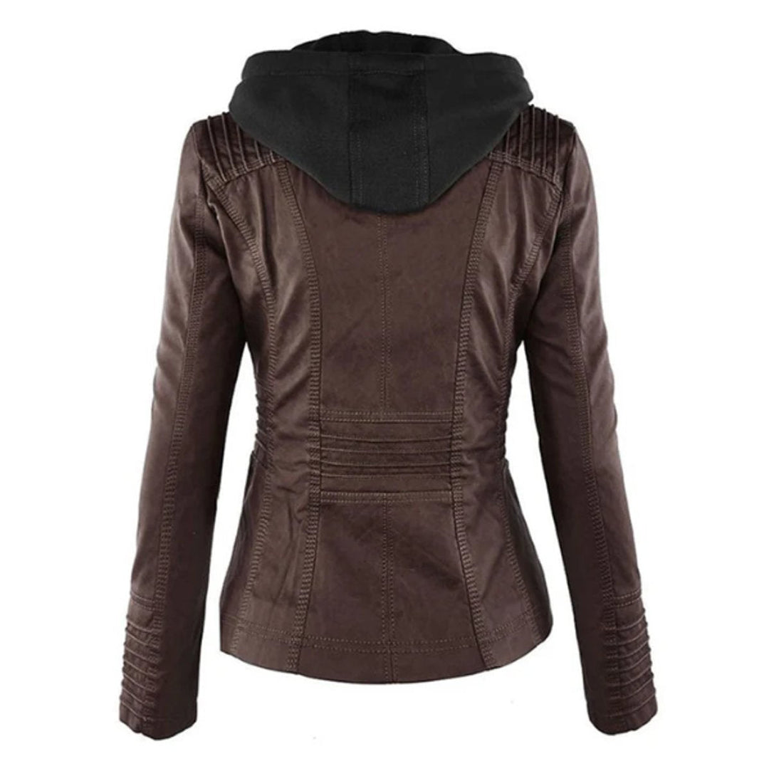 Jantien | Sporty Hooded Biker Jacket
