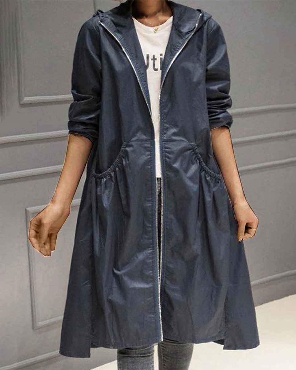 Elise | Stylish Long Trench Coat with Hood