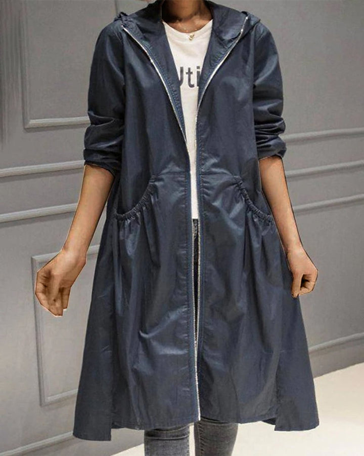 Elise | Stylish Long Trench Coat with Hood