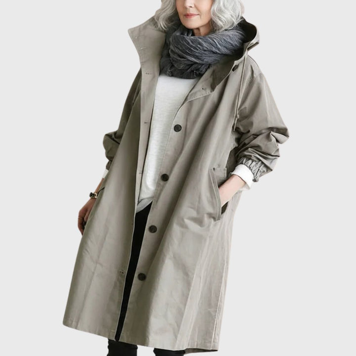 Sytske | Relaxed Fit Long Hooded Trench Coat