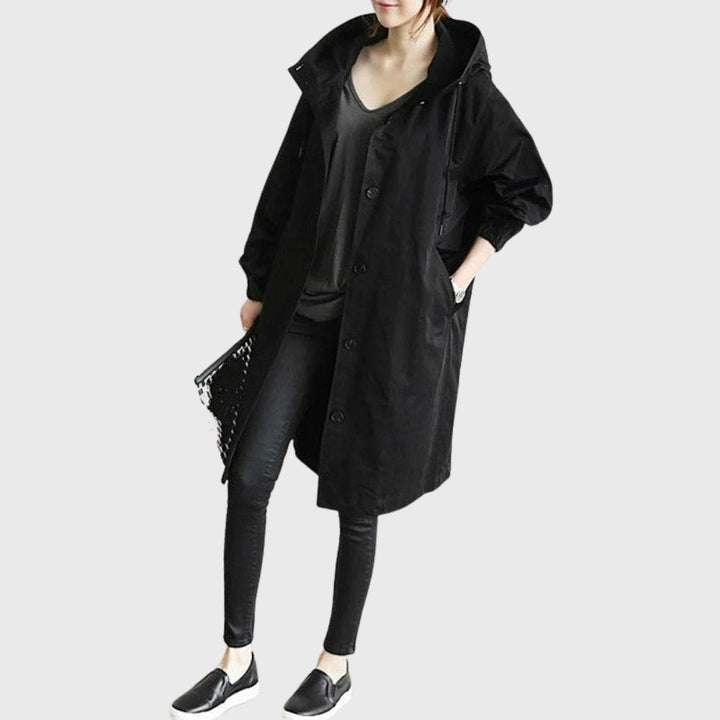 Sytske | Relaxed Fit Long Hooded Trench Coat