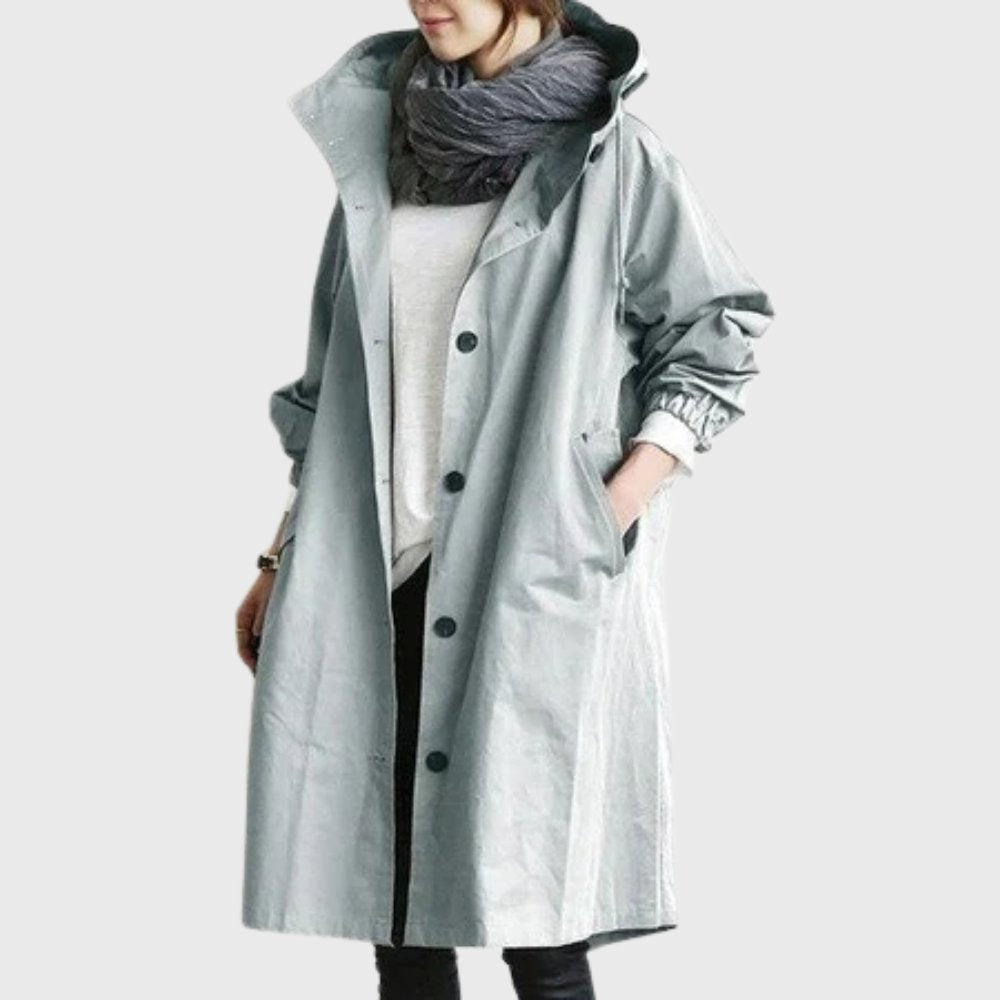 Sytske | Relaxed Fit Long Hooded Trench Coat