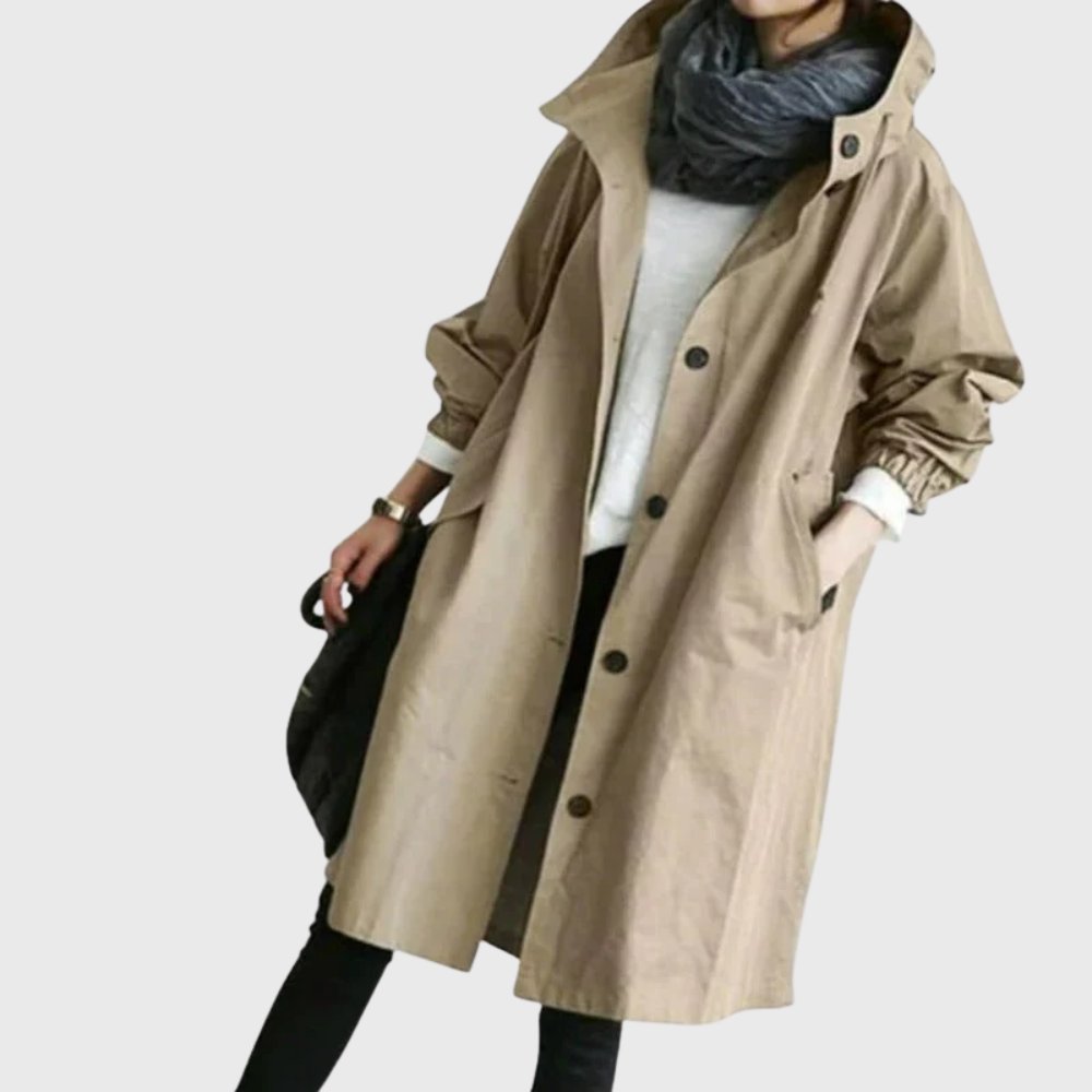 Sytske | Relaxed Fit Long Hooded Trench Coat