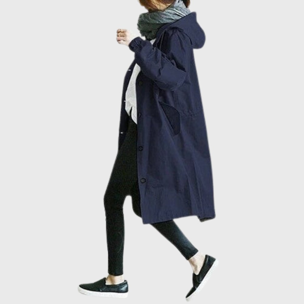 Sytske | Oversized Long Trench Coat with Hood