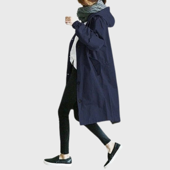Sytske | Relaxed Fit Long Hooded Trench Coat