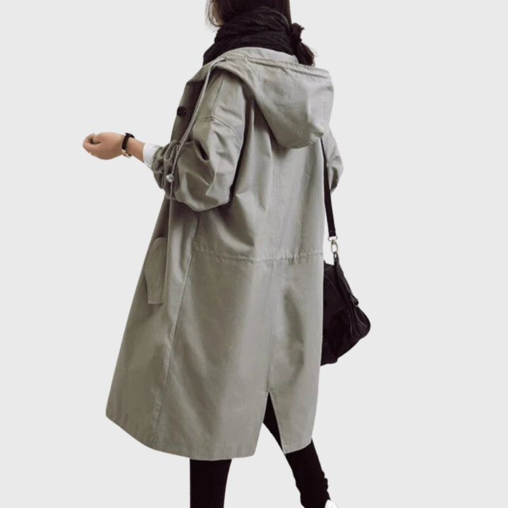 Sytske | Oversized Long Trench Coat with Hood