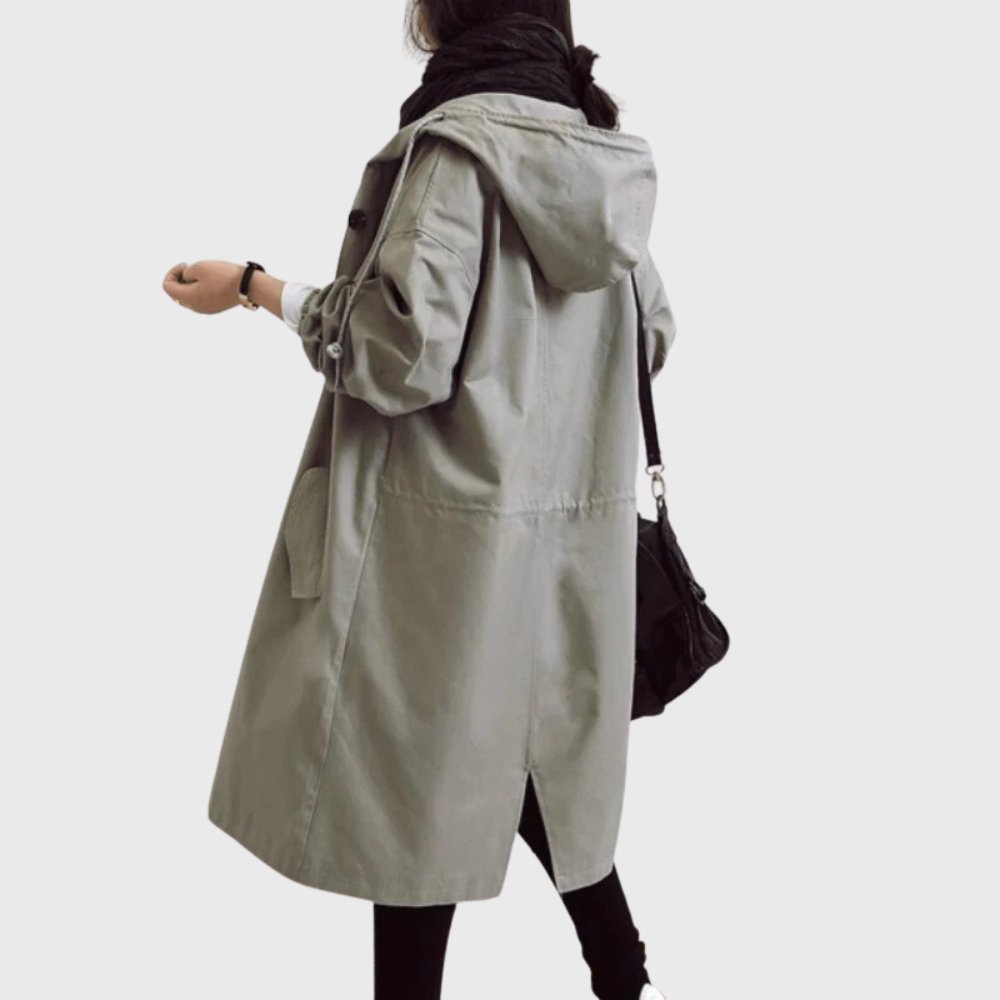 Sytske | Relaxed Fit Long Hooded Trench Coat