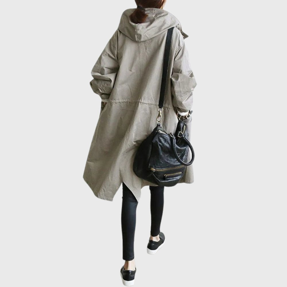 Sytske | Oversized Long Trench Coat with Hood