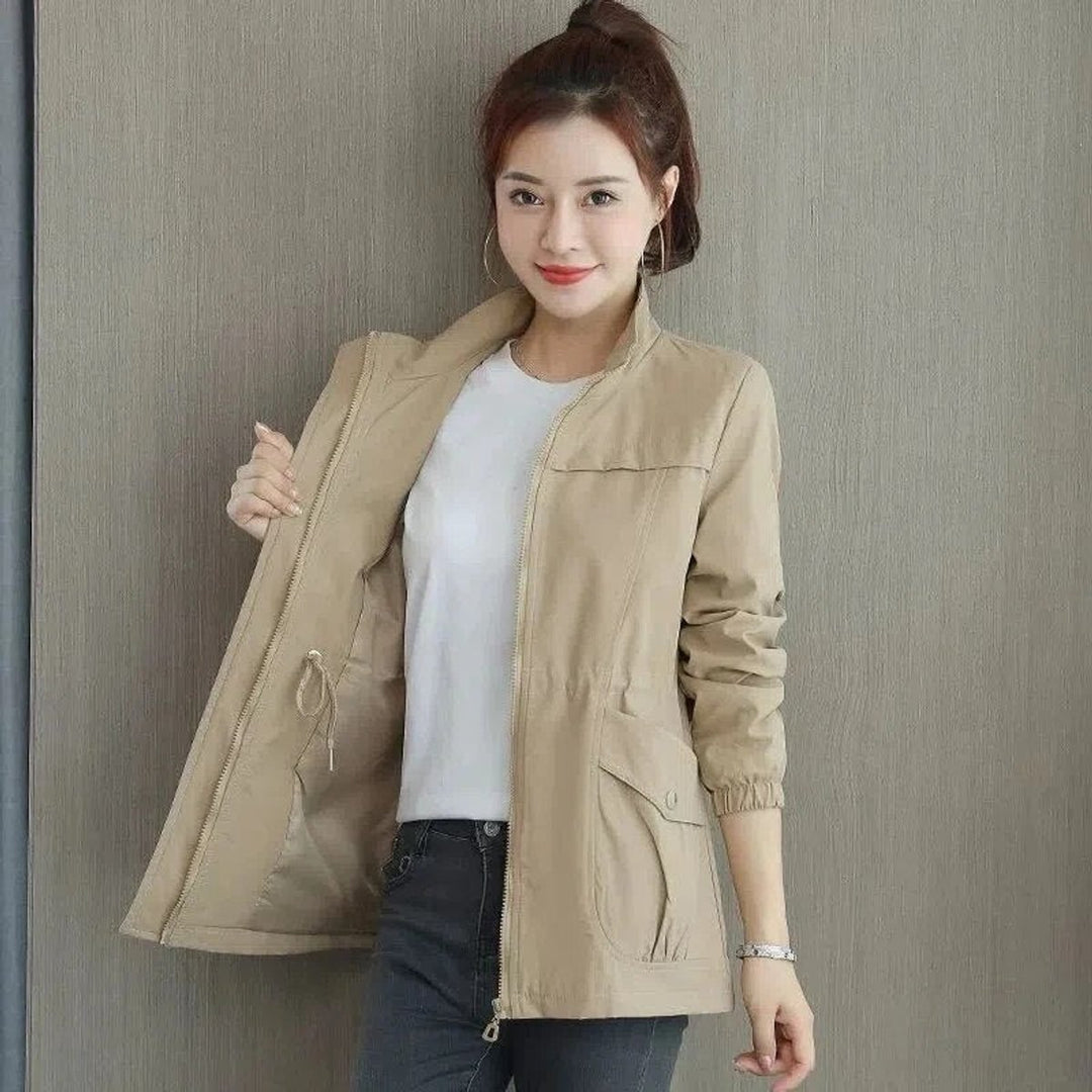 Janine | Lightweight Short Bomber Jacket with Drawstring Detail