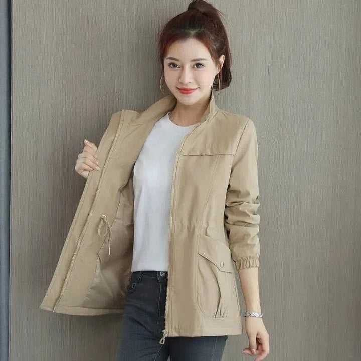 Janine | Lightweight Short Bomber Jacket with Drawstring Detail