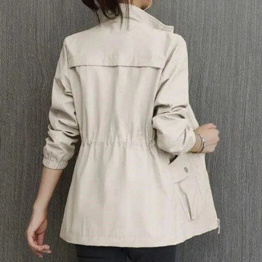 Janine | Lightweight Short Bomber Jacket with Drawstring Detail