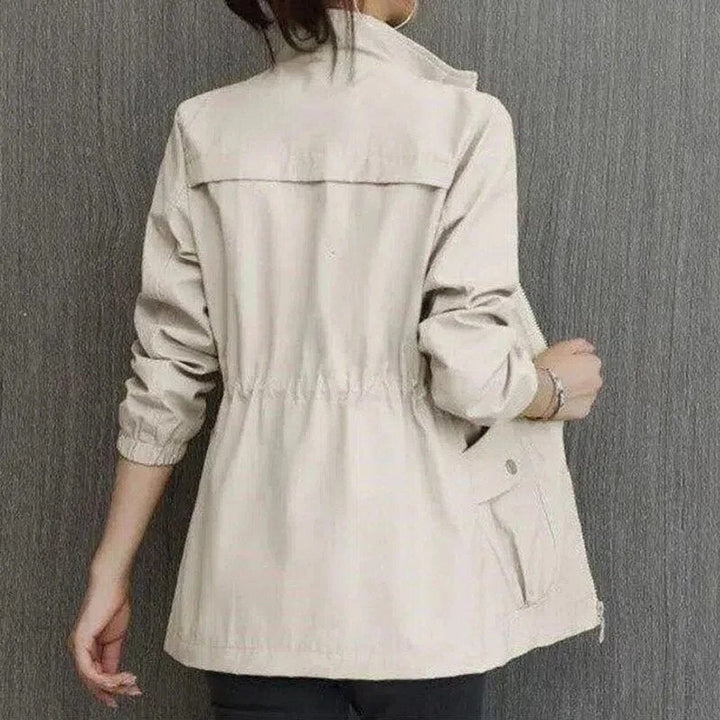 Janine | Lightweight Short Bomber Jacket with Drawstring Detail