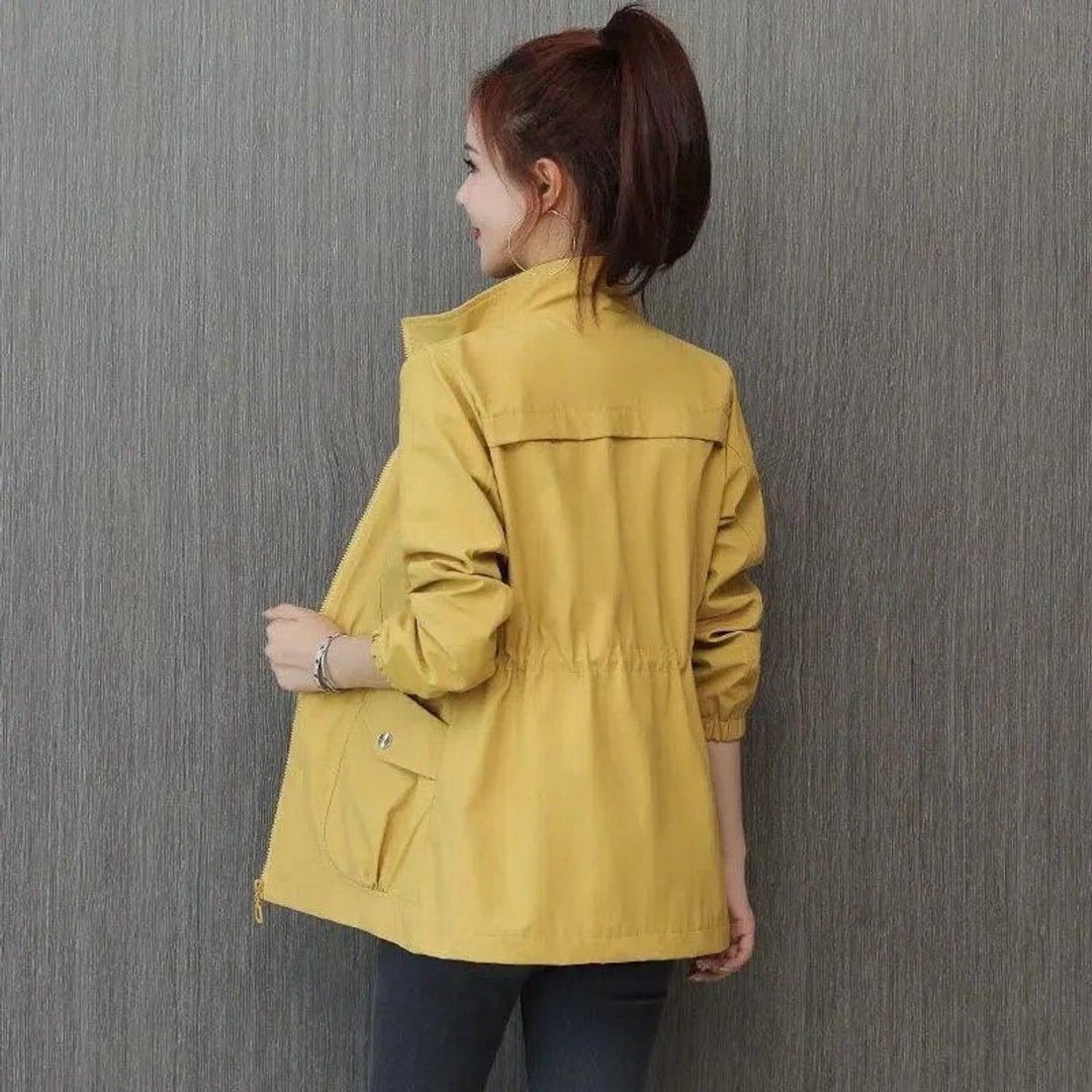 Janine | Lightweight Short Bomber Jacket with Drawstring Detail