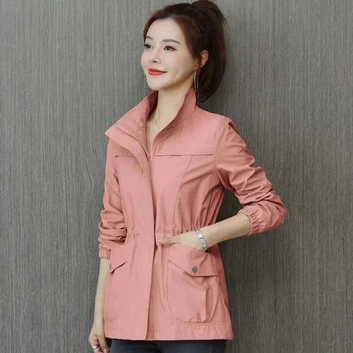 Janine | Lightweight Short Bomber Jacket with Drawstring Detail