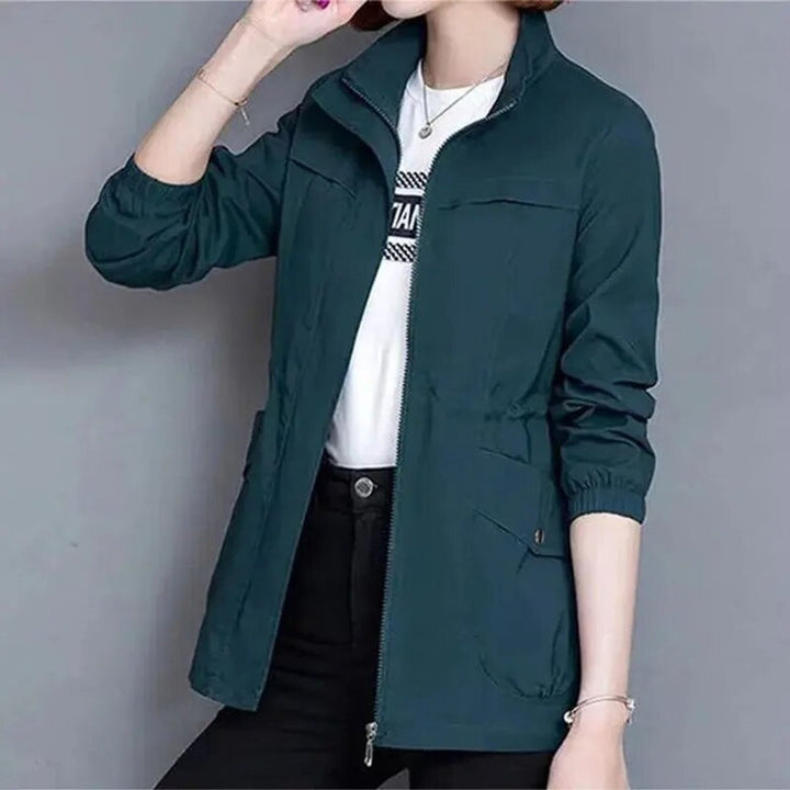 Janine | Lightweight Short Bomber Jacket with Drawstring Detail