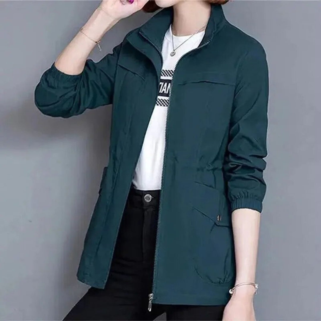 Janine | Lightweight Short Bomber Jacket with Drawstring Detail
