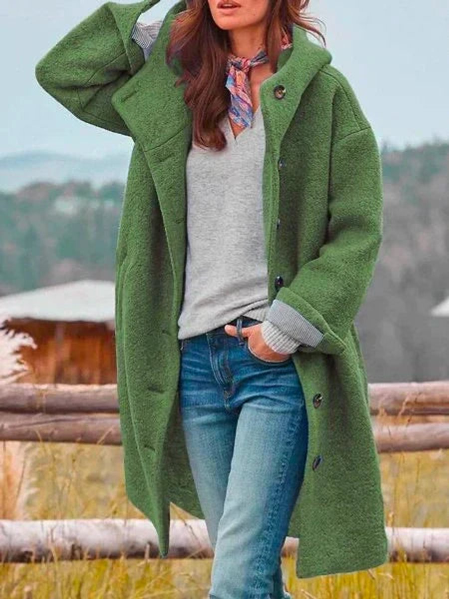 Hiske | Long Tailored Coat with Hood