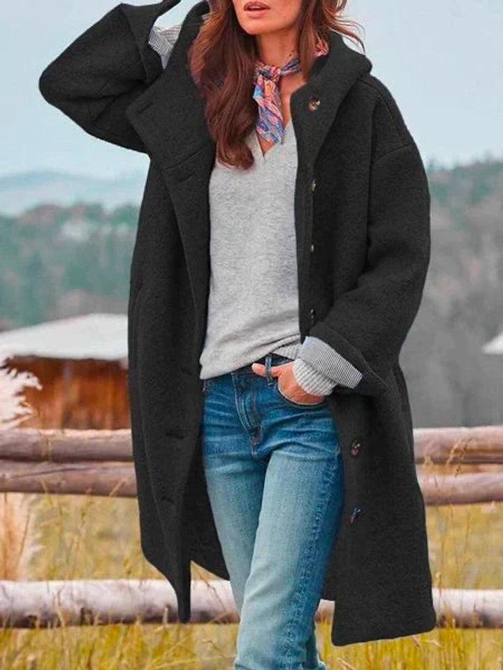 Hiske | Long Tailored Coat with Hood