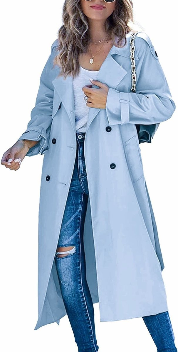 Sanneke | Elegant Long Trench Coat with Belt