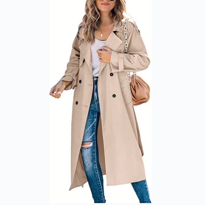 Sanneke | Elegant Long Trench Coat with Belt