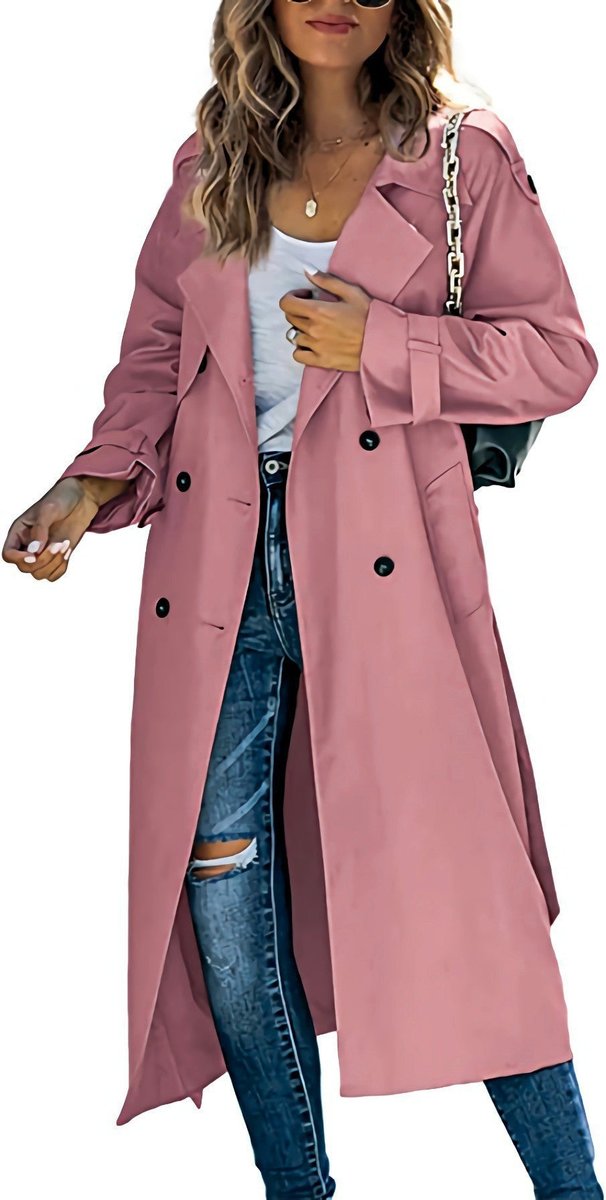 Sanneke | Elegant Long Trench Coat with Belt