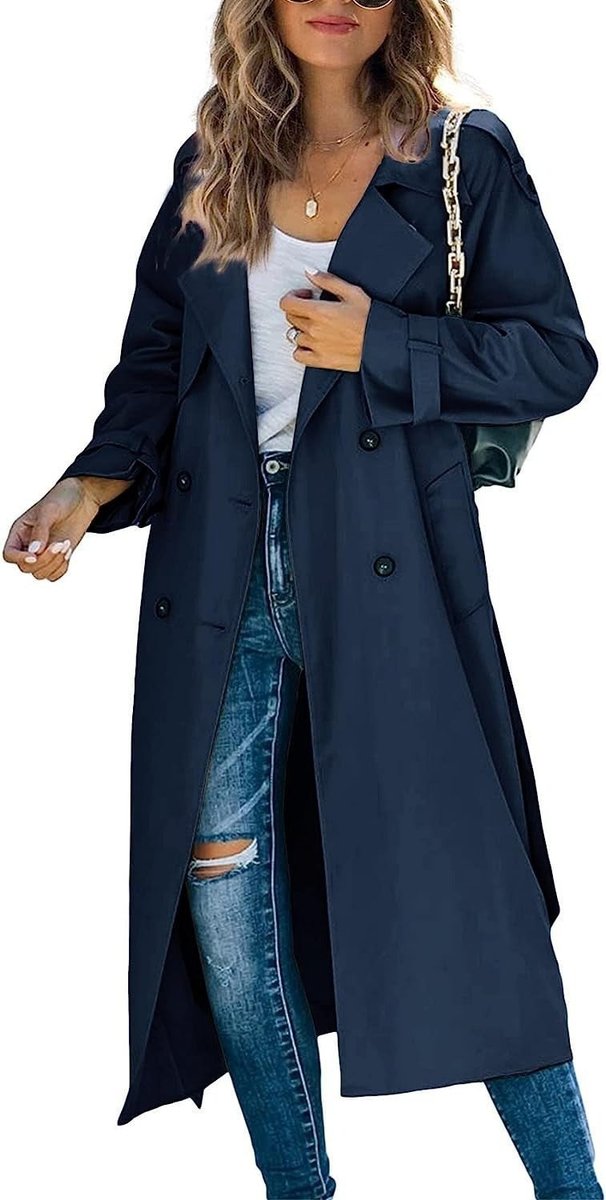Sanneke | Elegant Long Trench Coat with Belt