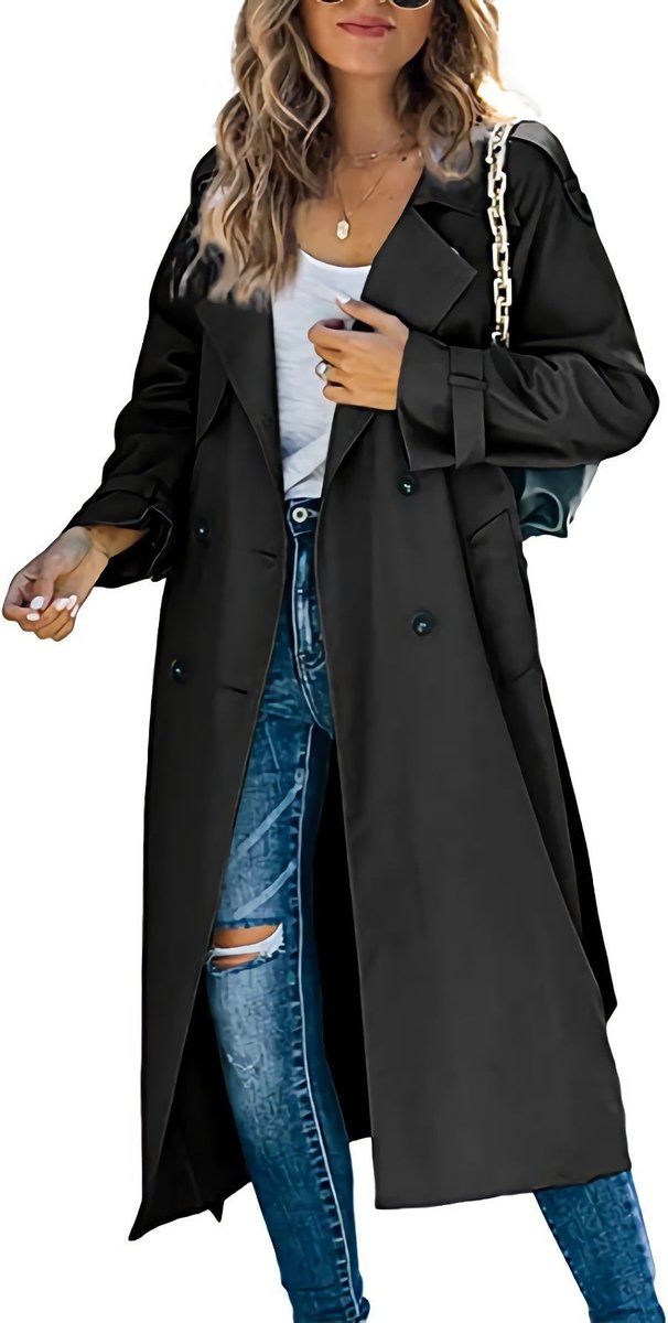 Sanneke | Elegant Long Trench Coat with Belt