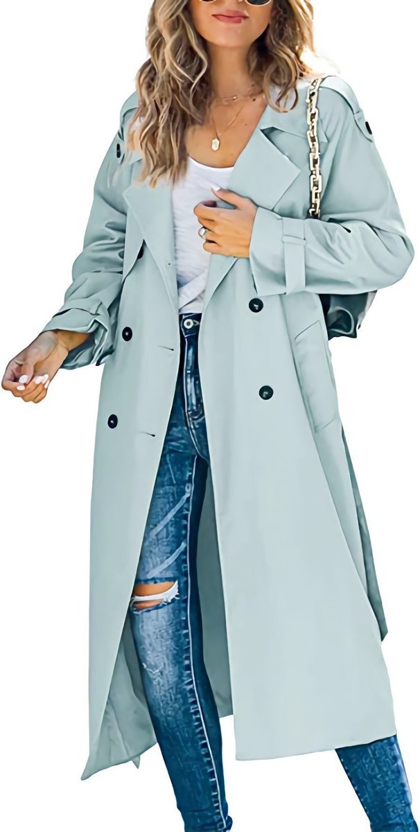 Sanneke | Elegant Long Trench Coat with Belt
