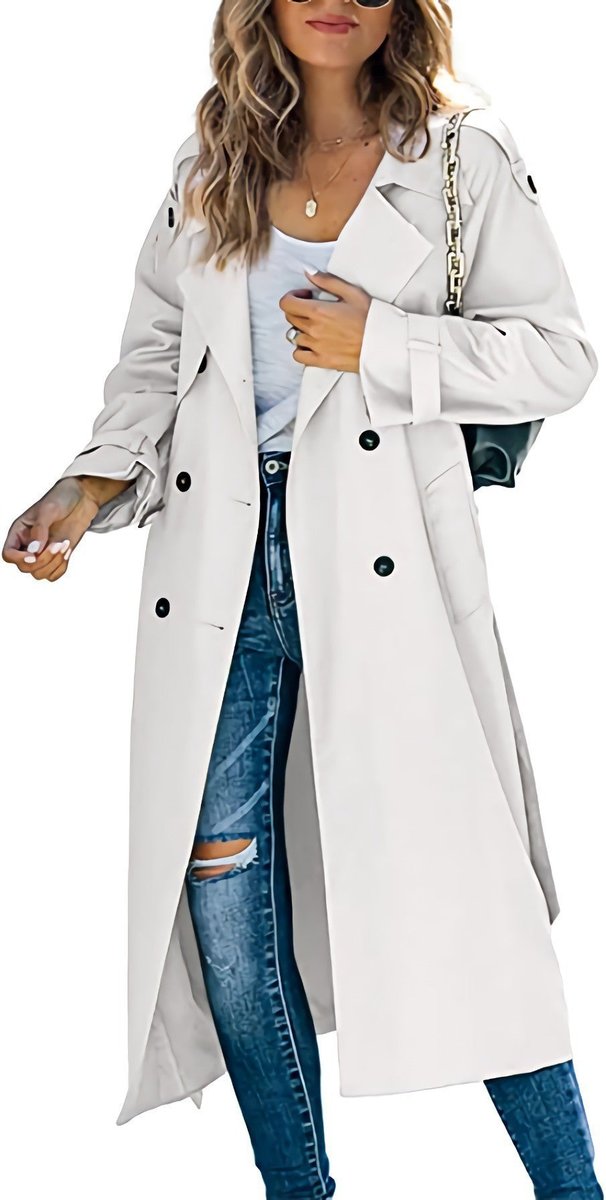 Sanneke | Elegant Long Trench Coat with Belt