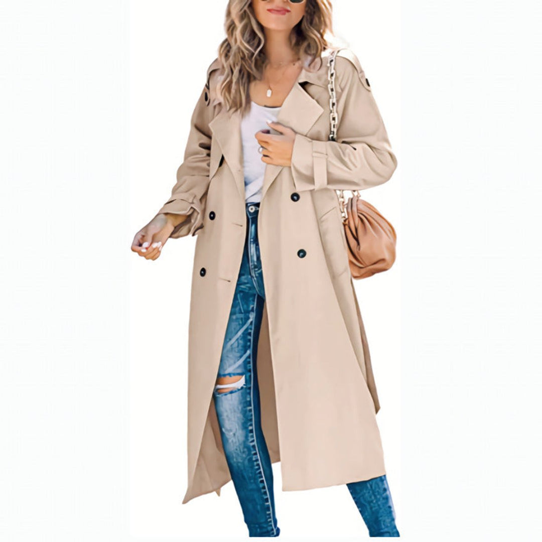 Sanneke | Elegant Long Trench Coat with Belt