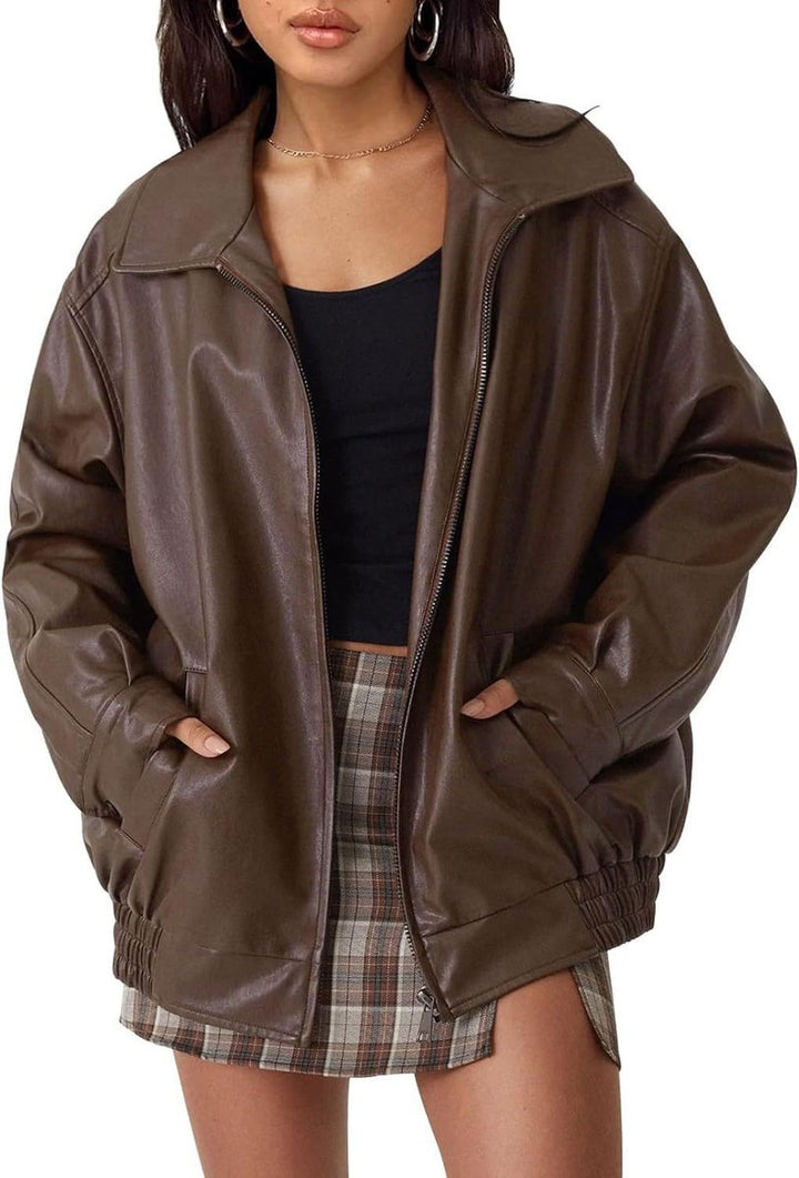 Daphne | Oversized Zip Bomber Jacket