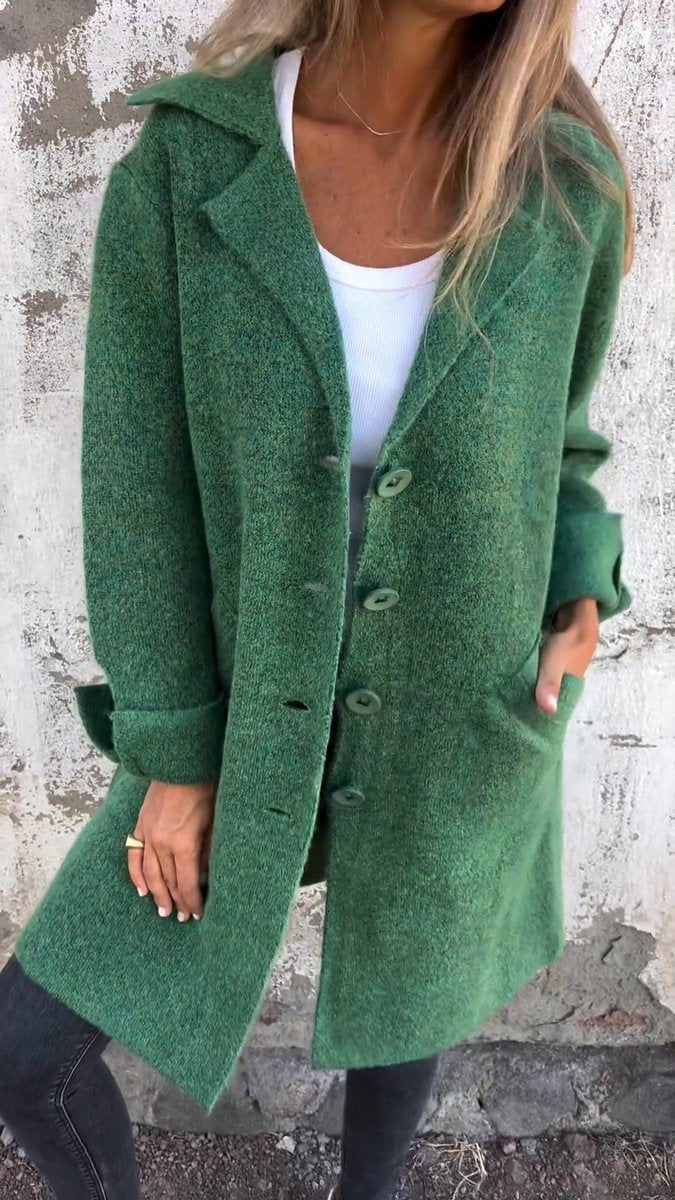 Boukje | Relaxed Fit Long Coat with Notched Lapel