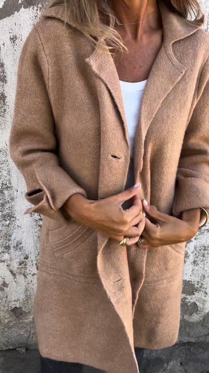 Boukje | Relaxed Fit Long Coat with Notched Lapel