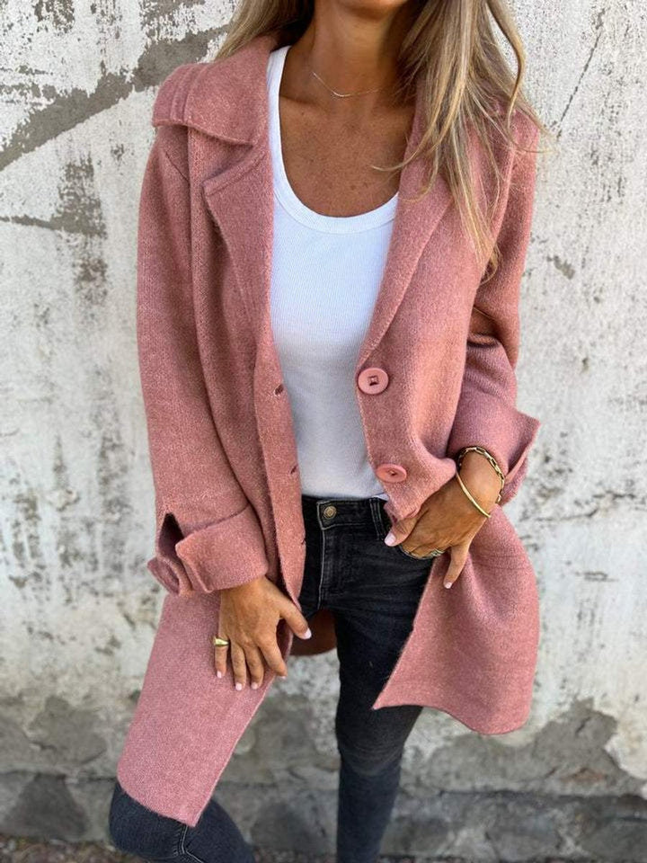 Boukje | Relaxed Fit Long Coat with Notched Lapel