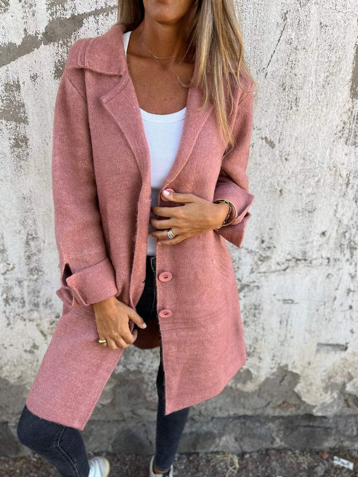 Boukje | Relaxed Fit Long Coat with Notched Lapel