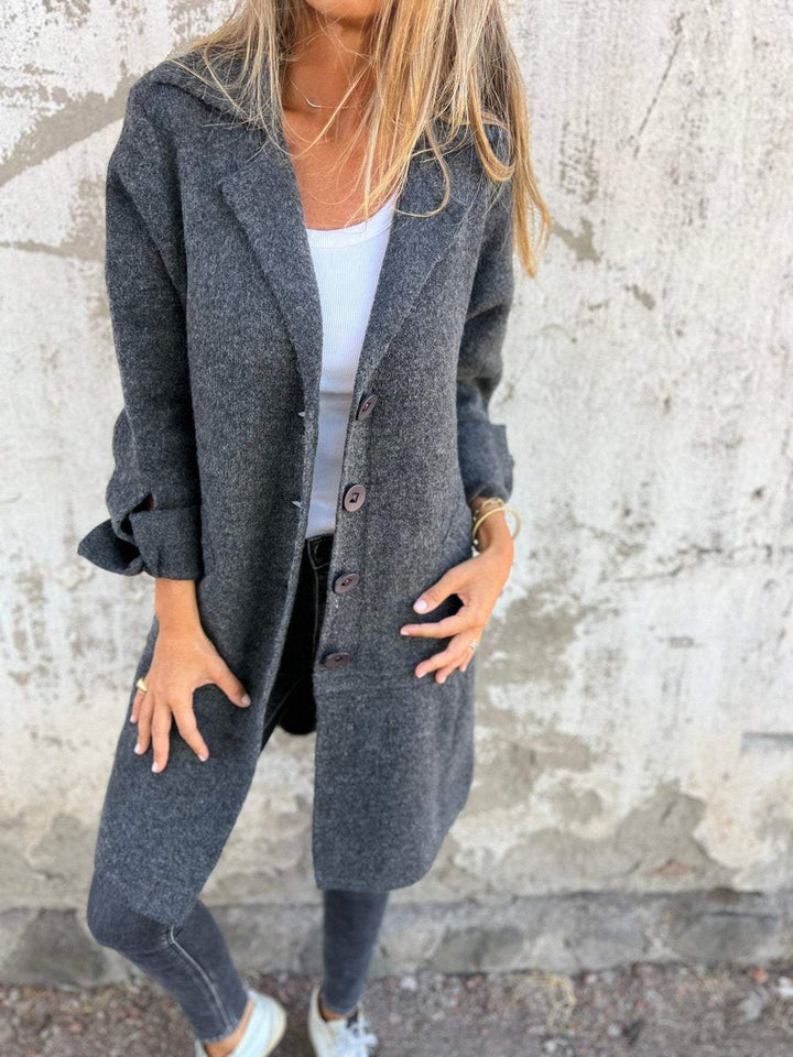 Boukje | Relaxed Fit Long Coat with Notched Lapel