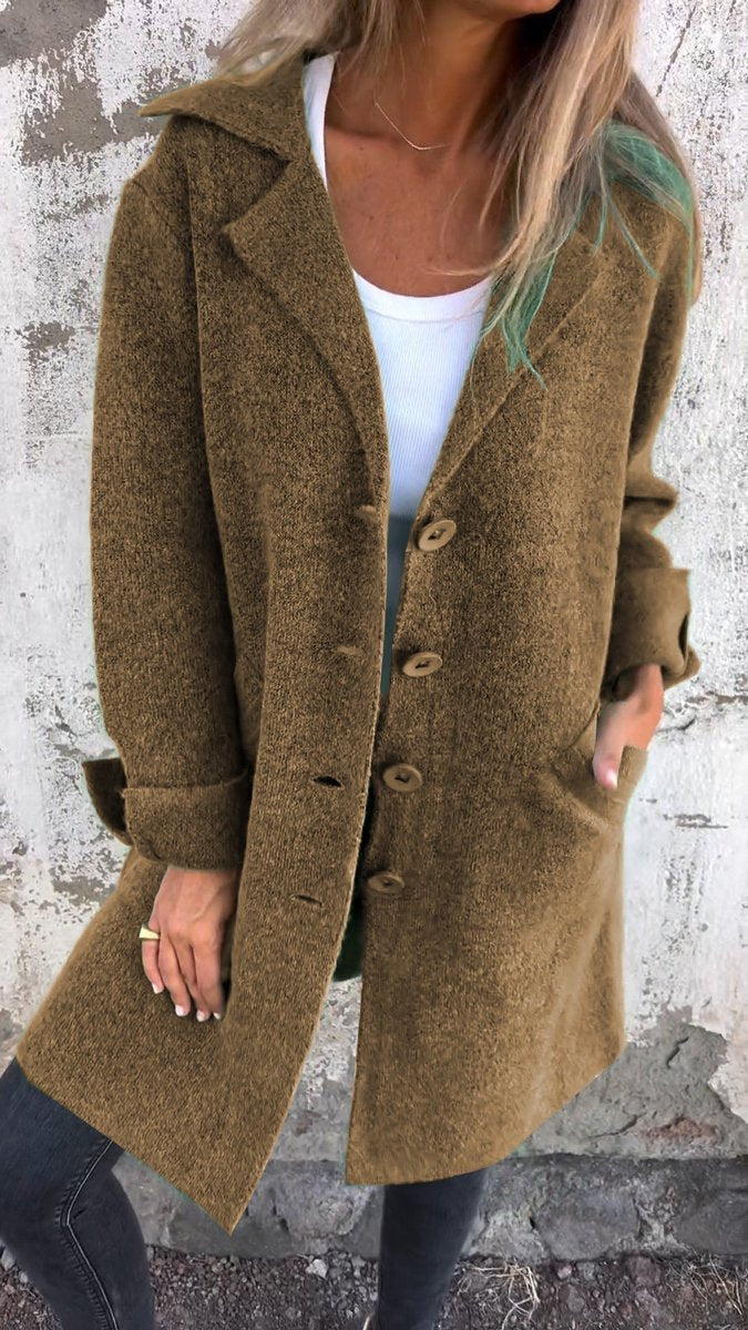 Boukje | Relaxed Fit Long Coat with Notched Lapel