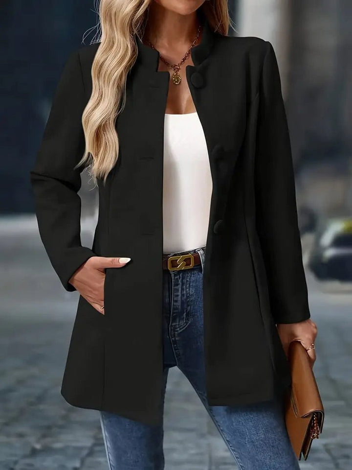 Danique | Elegant Long Coat with Stand-Up Collar