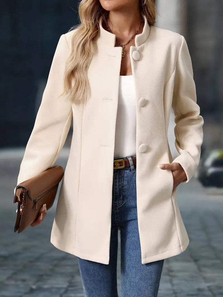 Danique | Elegant Long Coat with Stand-Up Collar