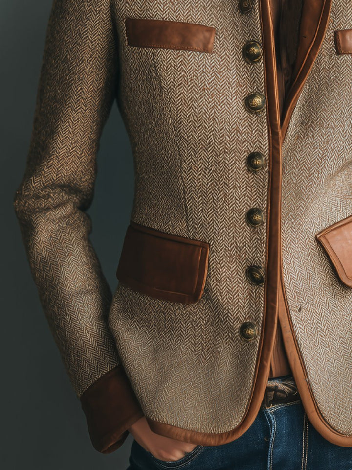 Anniek | Sophisticated Herringbone Blazer